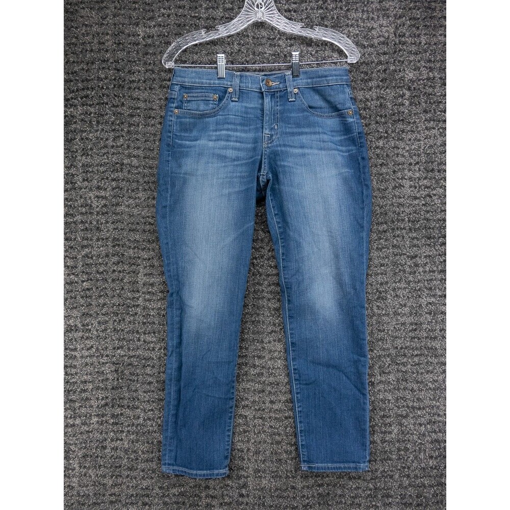 Big Star Jeans Womens 29x26 Blue Cropped Tapered Distressed Stretch Denim City